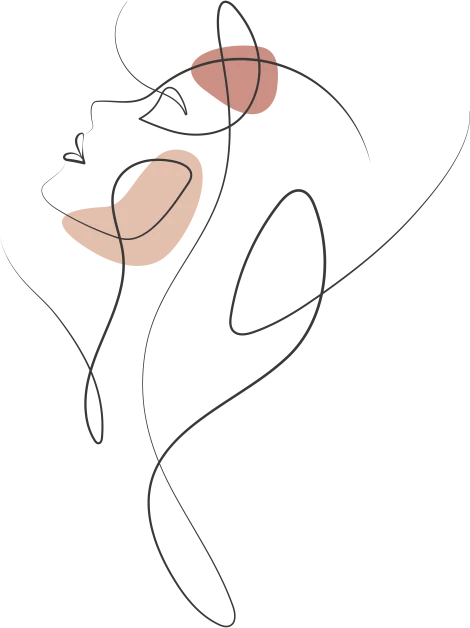 Line illustration of a face marked at the cheek and brow, the two areas where facial ageing appears first